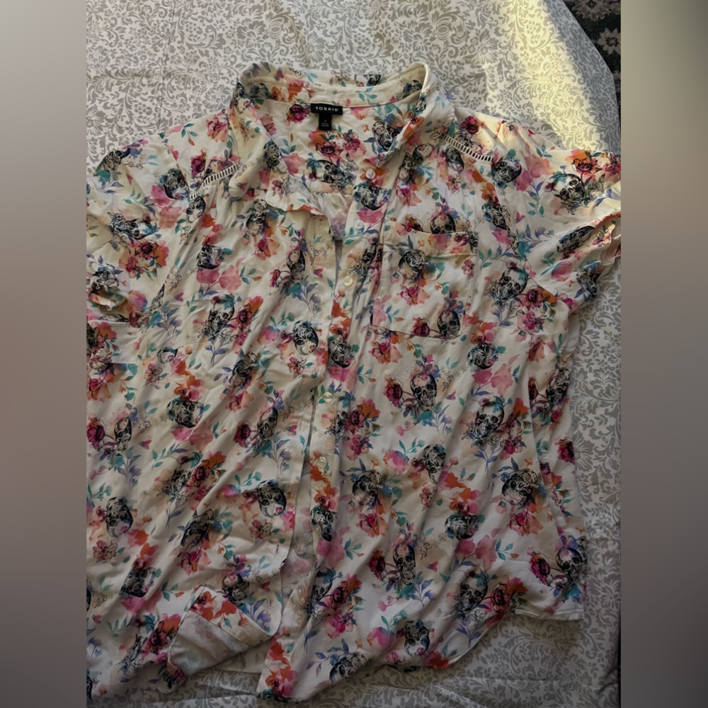Skull button down blouse